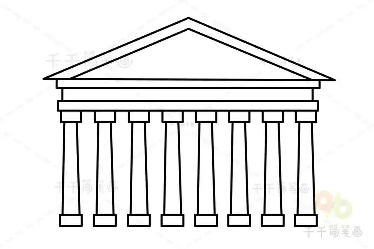 古希腊帕特农神庙简笔画画法