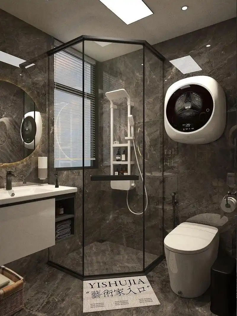 小平米的卫生间也能做干湿分离,试试这种钻石型淋浴房设计,不仅 - 抖