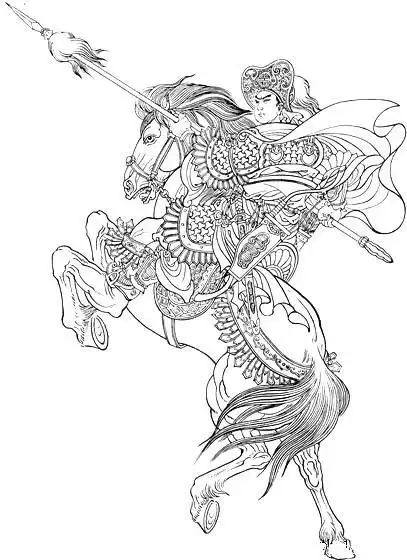 蜀汉五虎将白描图欣赏