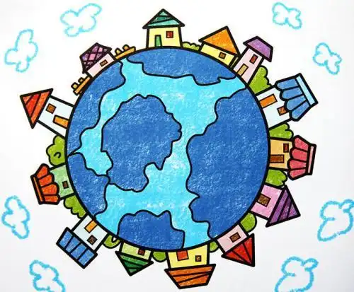 地球简笔画图片彩色