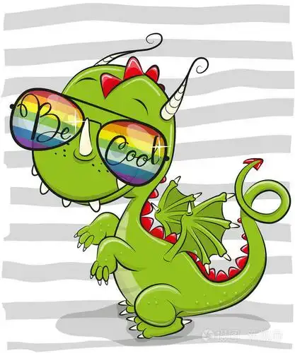 酷卡通可爱的龙与太阳眼镜