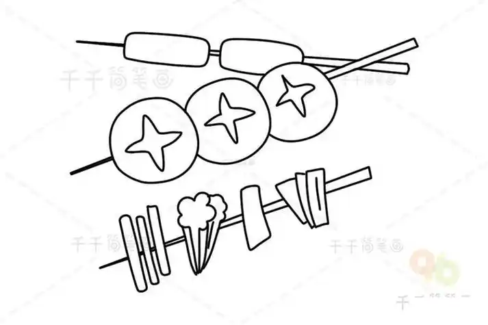 美味的烤串简笔画-儿童简笔画大全