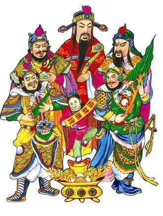 挂像画像年画招财挂画瓷砖贴画单幅五路财神其他工艺饰品