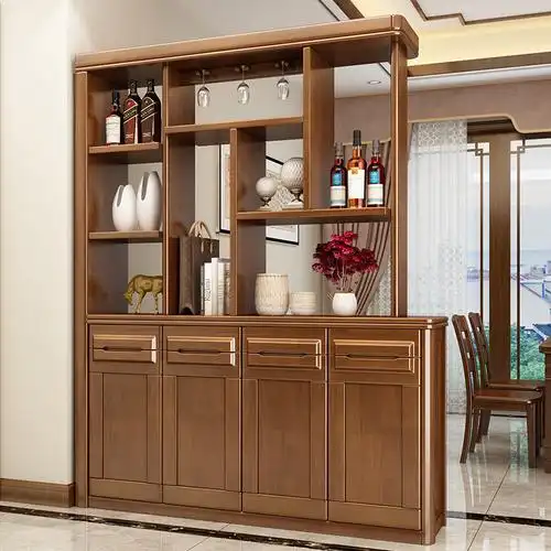 寻木匠新中式厅柜进隔断酒柜全实木间厅柜客厅屏风玄关柜双面鞋柜