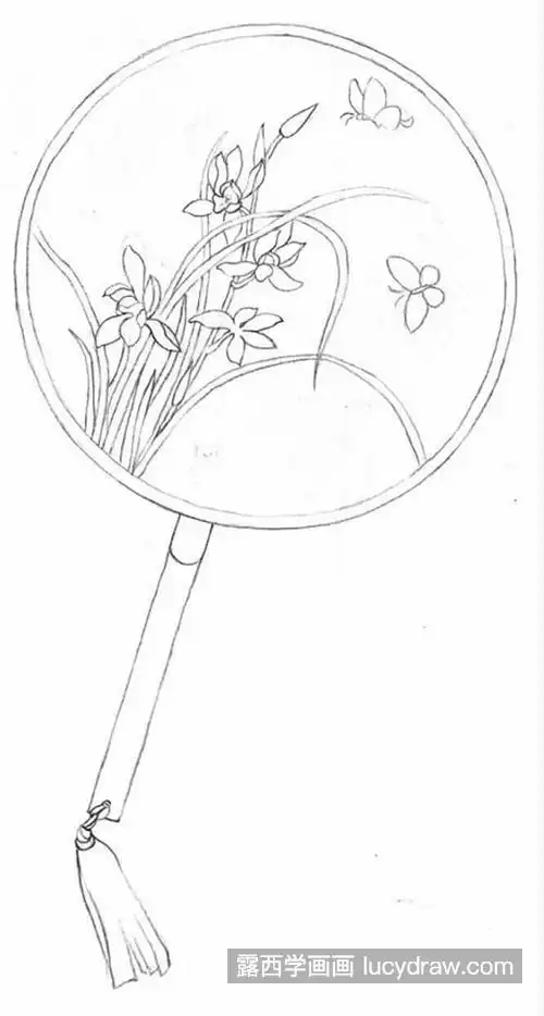 兰花和蝴蝶都比较简单,如下图所示,简单画上两笔就行