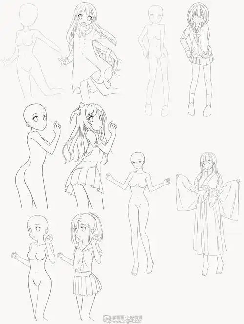 角色衣服临摹练习动漫人物服装入门训练