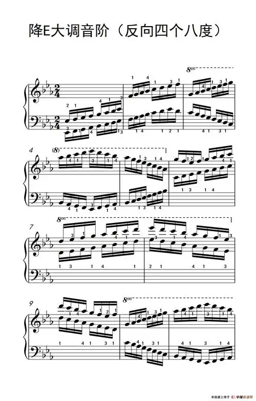 降e大调音阶(反向四个八度)(孩子们的钢琴音阶,和弦与琶音 2)(1)_199