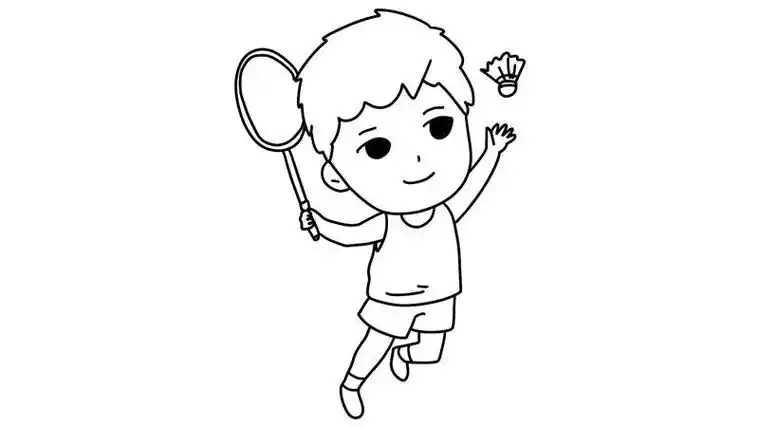 打羽毛球的人简笔画