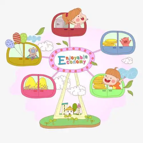 手绘卡通游乐场摩天轮矢量素材