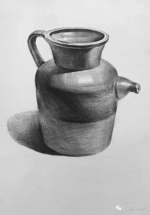 素描静物带把手的罐子