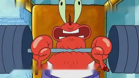 海绵宝宝练肌肉的一天真尴尬,虾大无语了