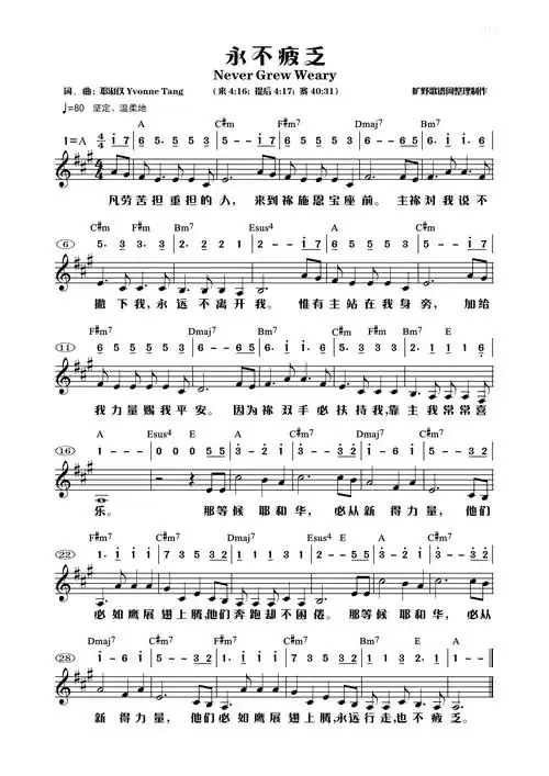 永不疲乏歌谱— 永不疲乏>_-弦外飞音谱网简谱网歌谱网 诗歌下载