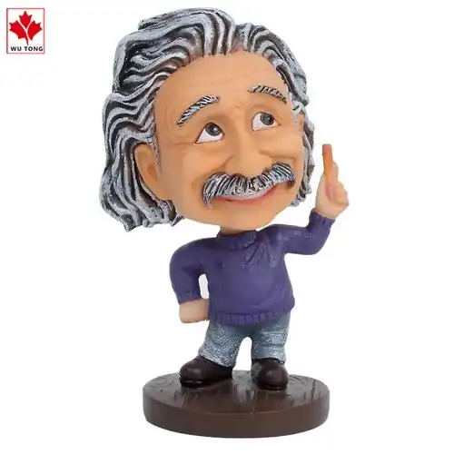 跨境树脂工艺品名人摇头公仔汽车摆件 爱因斯坦手办可爱卡通摆件