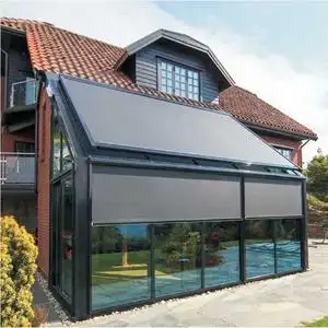 室外阳光房电动天幕玻璃户外遮阳防晒隔热遮光篷窗帘卷帘tb