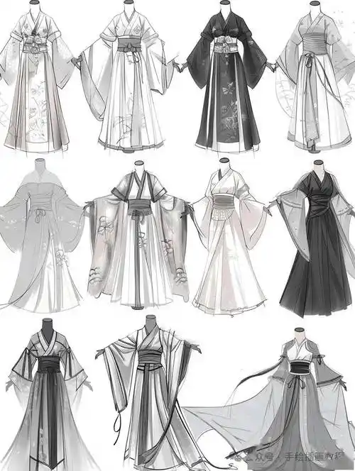 设计师的武侠古装梦!(100款古风武侠服装效果图素材)