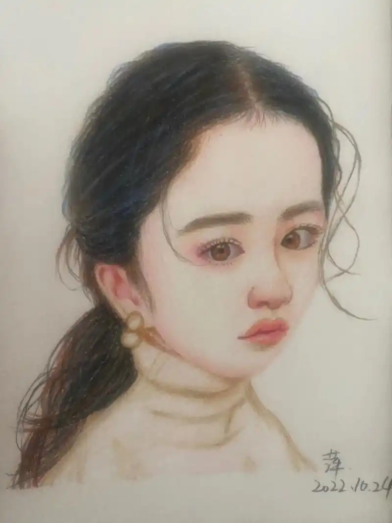 彩铅人像尝试着挑战高难度画的不好