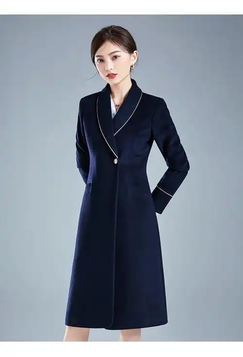 海航南航国航空姐制服大衣职业高端售楼部前台工装女冬长款羊毛呢外套