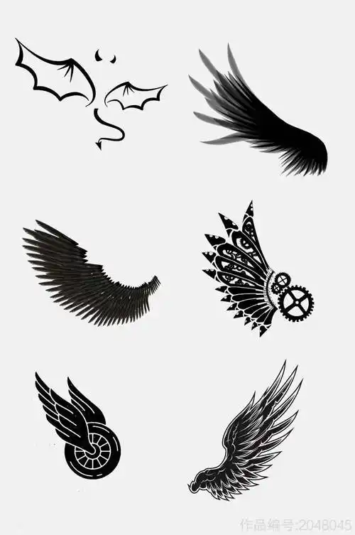 黑色天使翅膀免抠元素素材