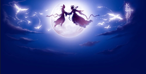 每到农历七月初七,在牛郎织女"鹊桥会"时,姑娘们就会来到花前月下