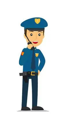 拿着对讲机的警察