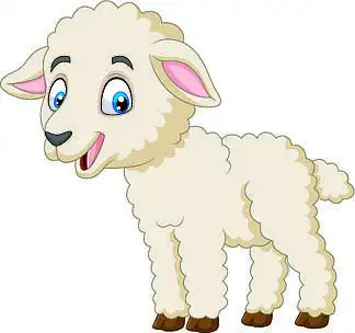 孤立在白色背景上的卡通快乐羔 i>羊 /i>