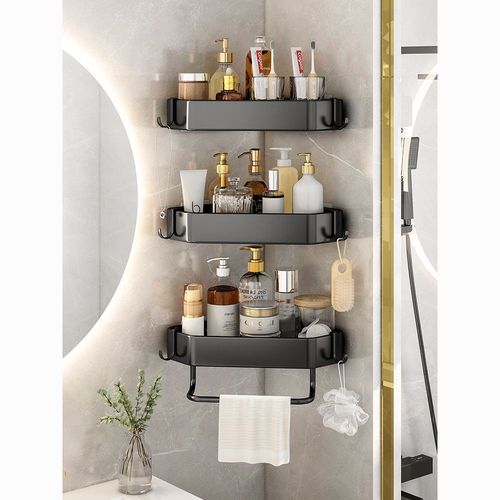 免打孔浴室转角置物架厨房角架收纳三角架壁挂式厕所洗手间三角蓝