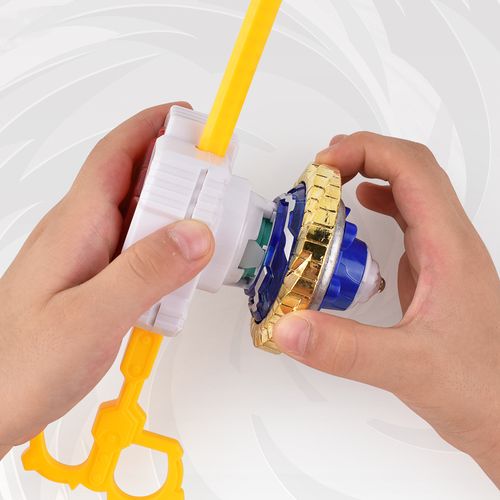 明凌趣味酷炫旋转陀螺拉绳枪手柄式发射器陀螺套装解压儿童玩具