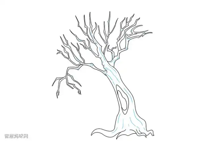 如何画一颗干枯了的大树