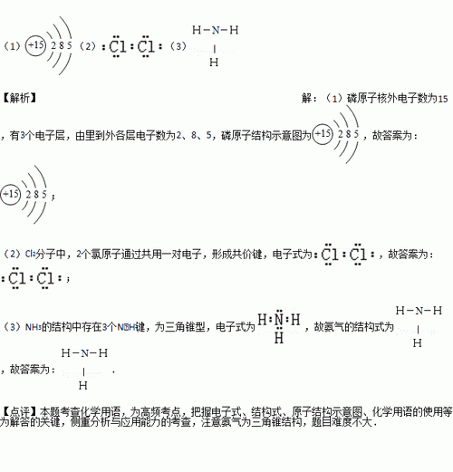 按要求回答:(1)画出磷的原子结构示意图: (2)用电子式表示下列物质