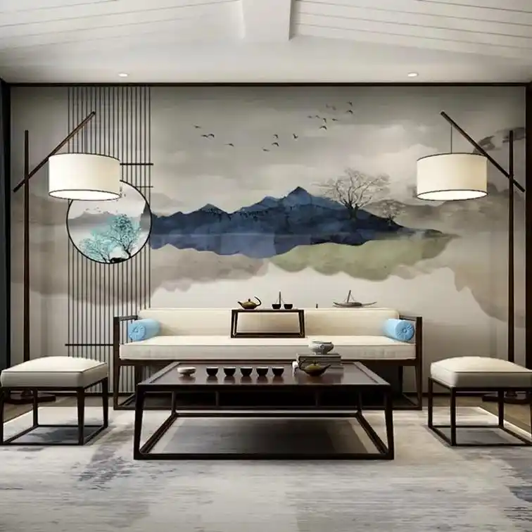 高山流水款.山水风景电视背景墙壁画@抖音小助手 #背景墙 # - 抖音