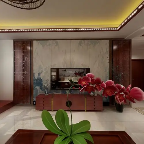 中式风格客厅电视墙装修效果图