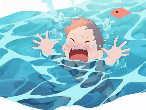 夏日安全教育防溺水儿童溺水的儿童插画绘本风格插画