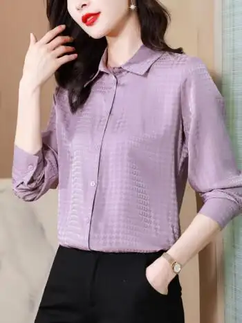 国际奢侈品牌高档女装大牌进口品质真丝衬衫女长袖正款气质提花宽松