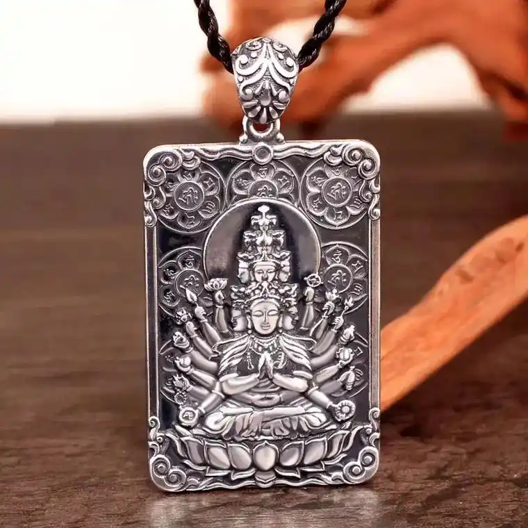 八大守护神本命佛吊坠 纯银十二生肖属相护身佛泰银挂件男款复古 - 抖
