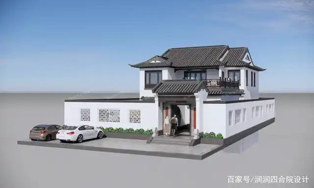 160平米的两层中式合院别墅带附属房和地下室13×21