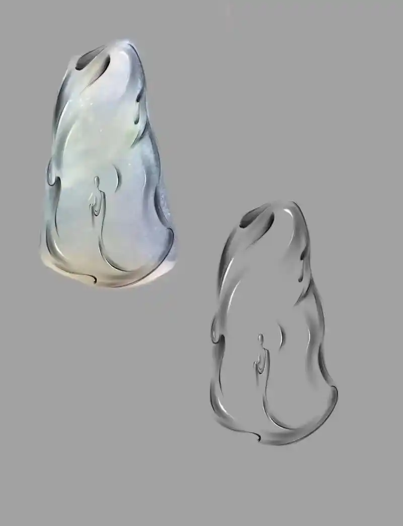 一组玉雕经典设计图稿欣赏.#天然翡翠 #纯手工雕刻 #玉雕设 - 抖音