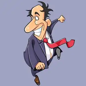 卡通快乐的人,穿西装, 打领带乐趣运行照片