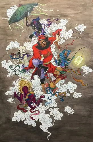 手绘--五鬼闹钟馗