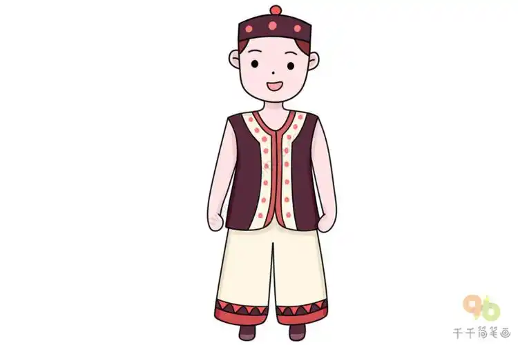 少数民族拉祜族男孩简笔画