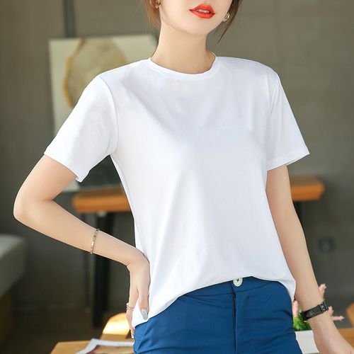 夏2021年新款白色t恤女韩版夏季短袖时尚修身欧洲站短款体恤衫潮