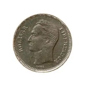 委内瑞拉五十美分硬币上孤立的白色背景.顶级六照片