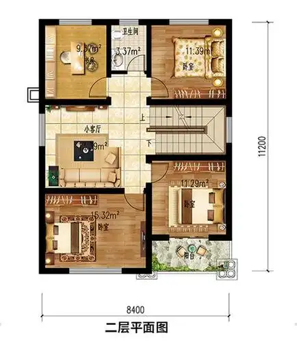 小面宽也有好设计,7或8米的宅基地,可以这样建