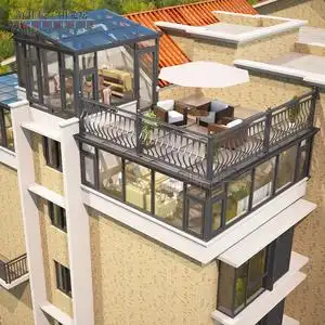 双层玻璃平台阳光房断桥铝防盗一体门窗封阳台露台钢化玻璃房定制