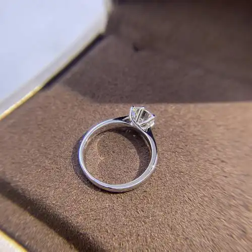 18k金铂金一克拉经典六爪钻戒戒托空托定制手饰