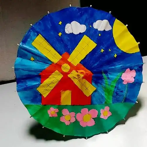 空白油纸伞diy材料儿童手工制作幼儿园中国风绘画雨伞小手绘玩具