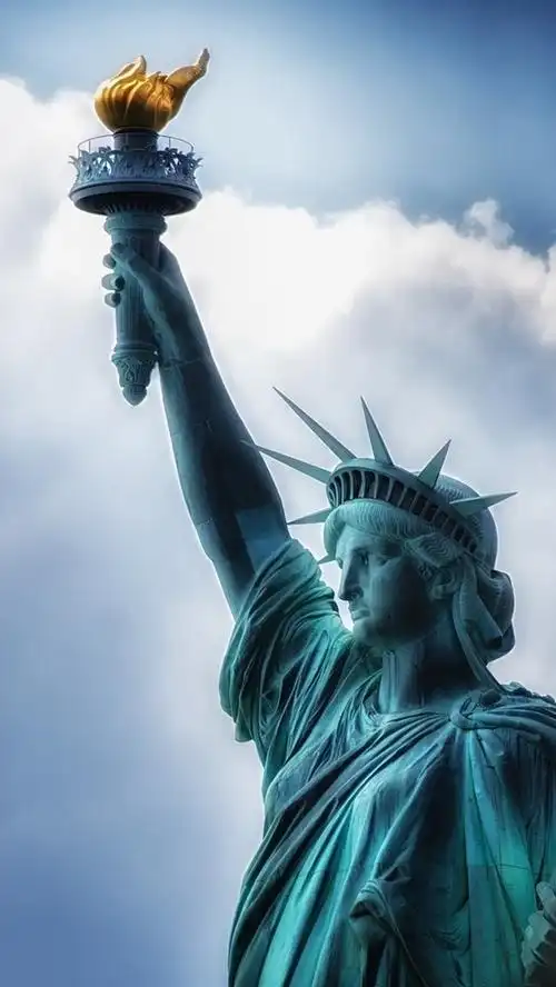 iphone 壁纸 自由女神像,天空,云彩,美国