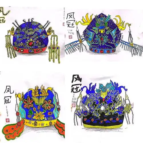 凤冠  #创意美术儿童画  #创意儿童画  #儿童画