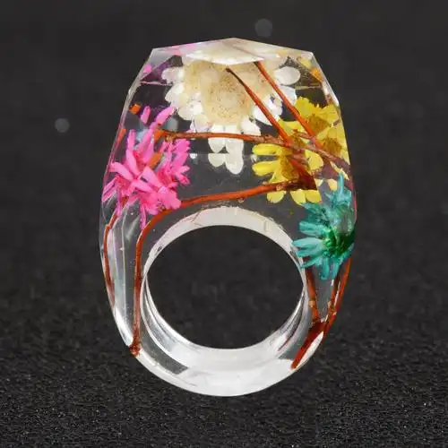 2018外贸新款干花树脂戒指 森系小清新diy手工干花滴胶戒指ng0147