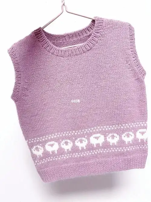 手工编织儿童毛衣小羊提花背心(附图解)