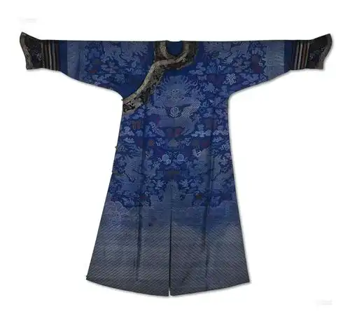 *5383 清 蓝地织锦龙袍